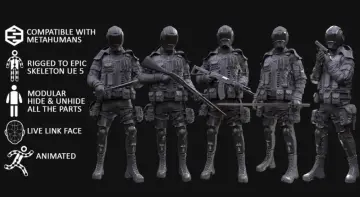 Man - Military Outfit 5 - Modular - Rigged - Animated