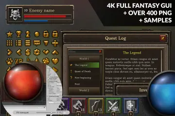 4k Full Fantasy GUI + over 400 png + samples