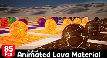 Stylized Animated Lava Material Pack 85 Pcs