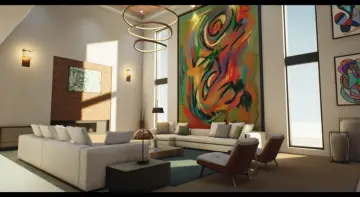 Modern Home / House Interior with 22 Original Modern Paintings ( Painting )