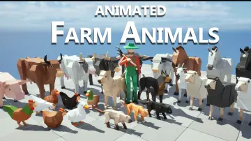 Animated Farm Animals & Farmer- 3D BOX