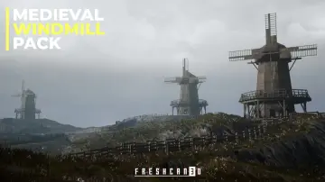 Medieval Windmill with interiors ( Medieval Rural Windmill, Medieval Landscape )