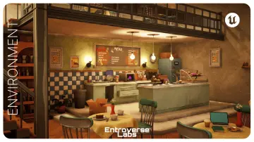 Stylized New York Cafe – Coffee Shop Interior Modular Environment