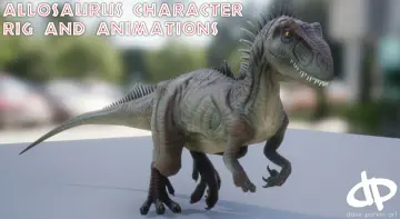 Allosaurus Dinosaur Character Rig and Animations