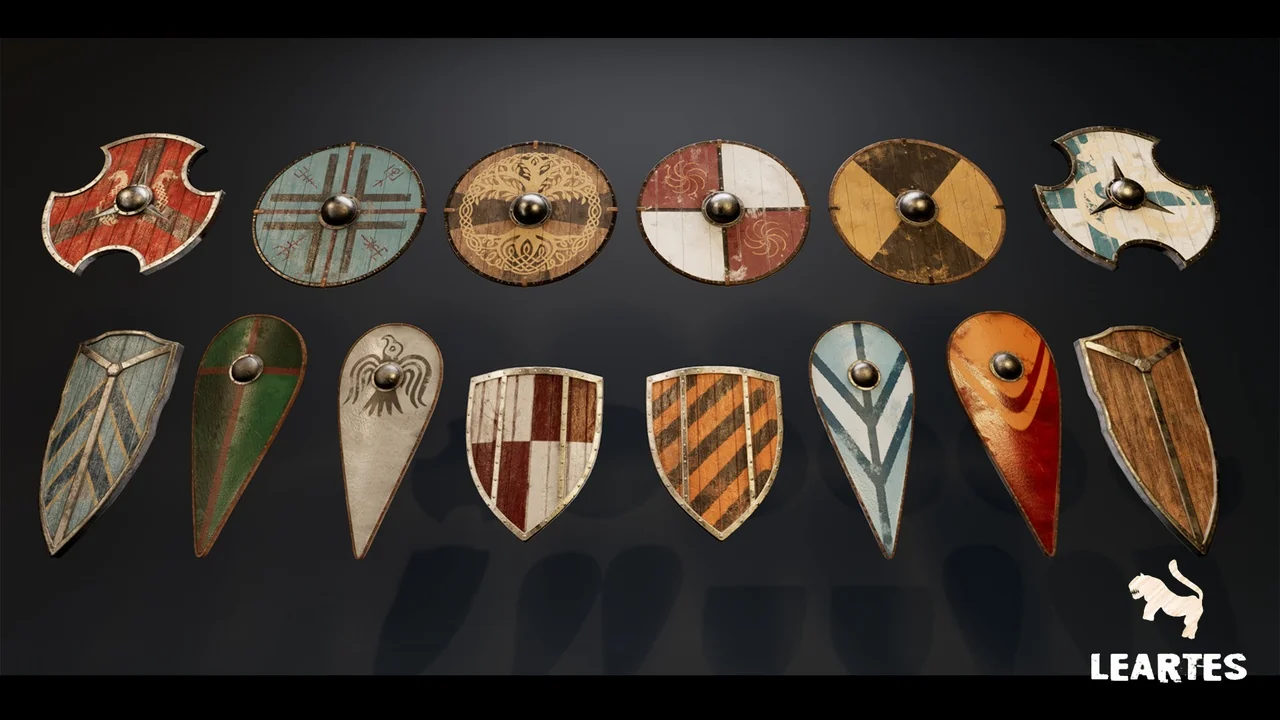 Medieval / Viking Weapons and Shields Set ( Medieval Viking Weapons Shield Old )