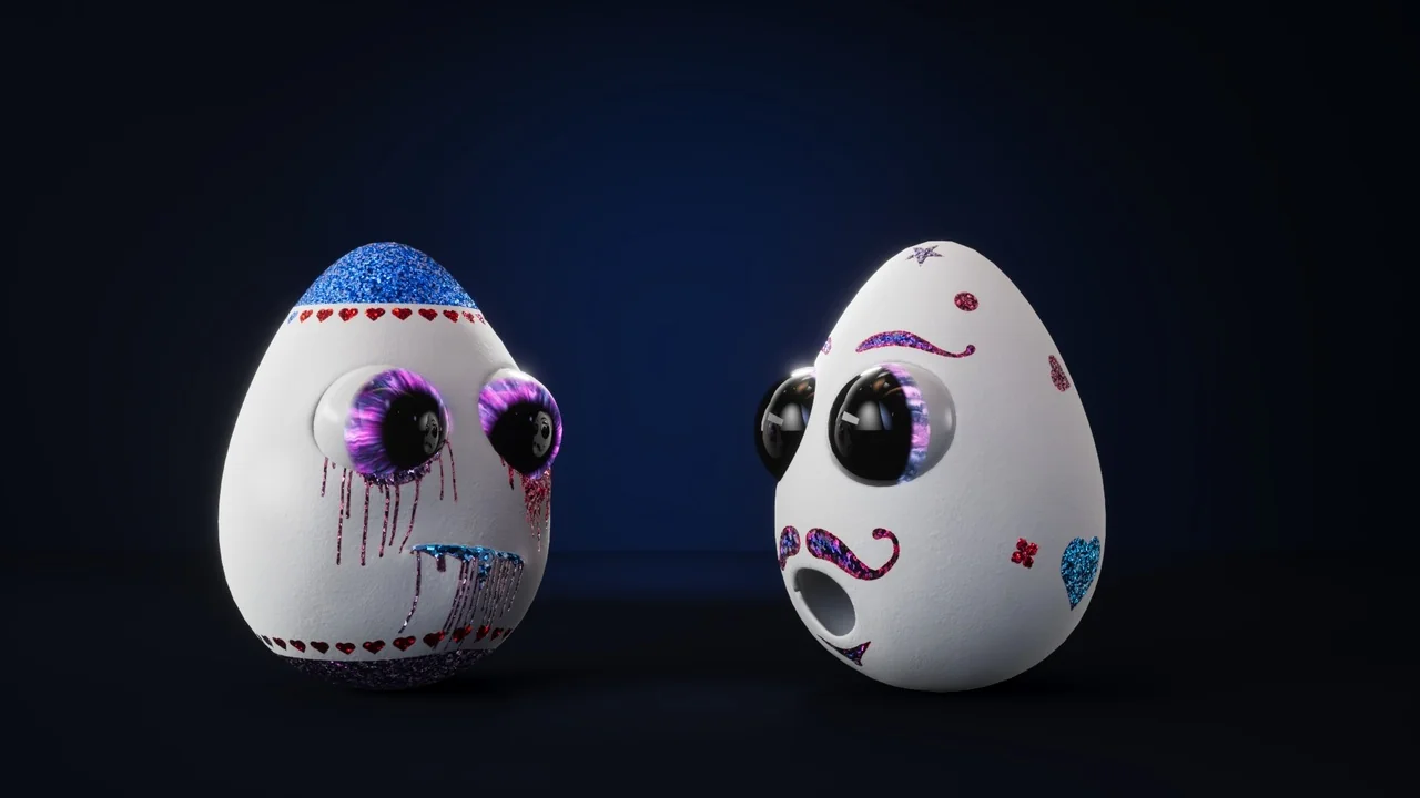 Eggo the Talking Egg, face morphs, epic skeleton, skins and ultimate material