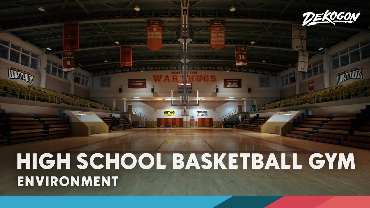 High School Basketball Gym - (Day/Night/Afternoon/Midnight Lighting)