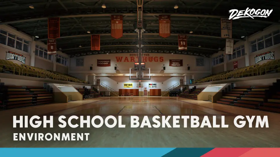 High School Basketball Gym - (Day/Night/Afternoon/Midnight Lighting)