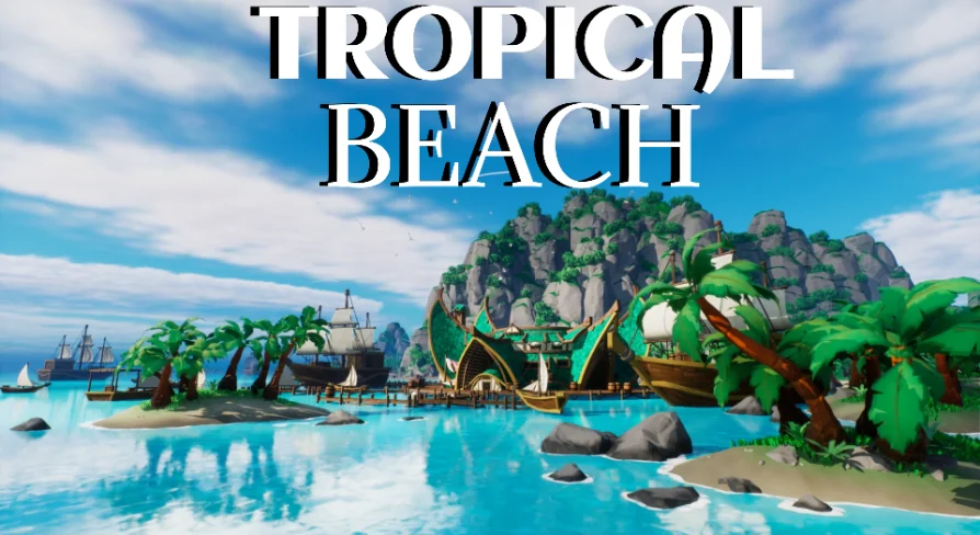 Stylized tropical beach environment