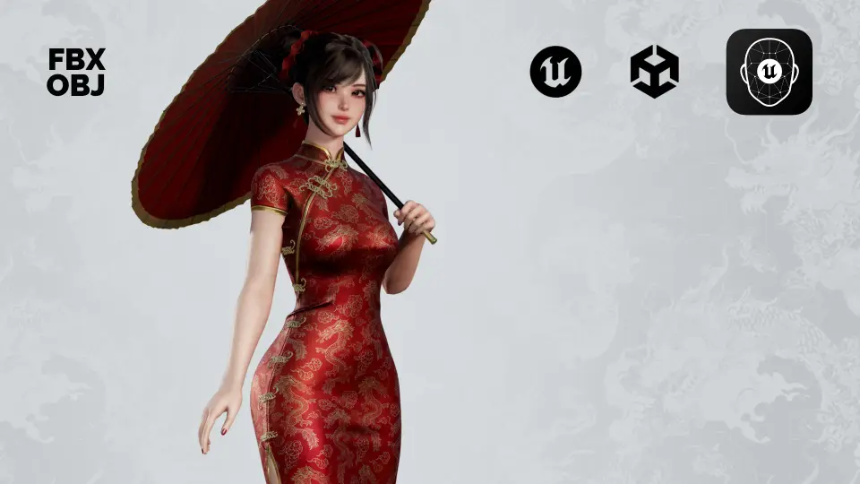 Jua Lee - Girl in Cheongsam Qipao Dress