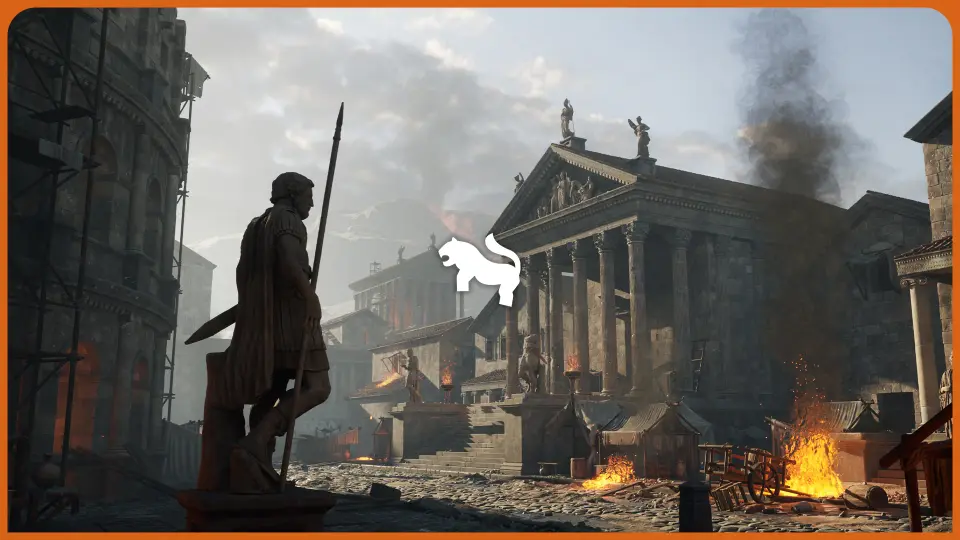 Roman Volcanic Temple ( Ancient Medieval Village Greek Buildings City Street )