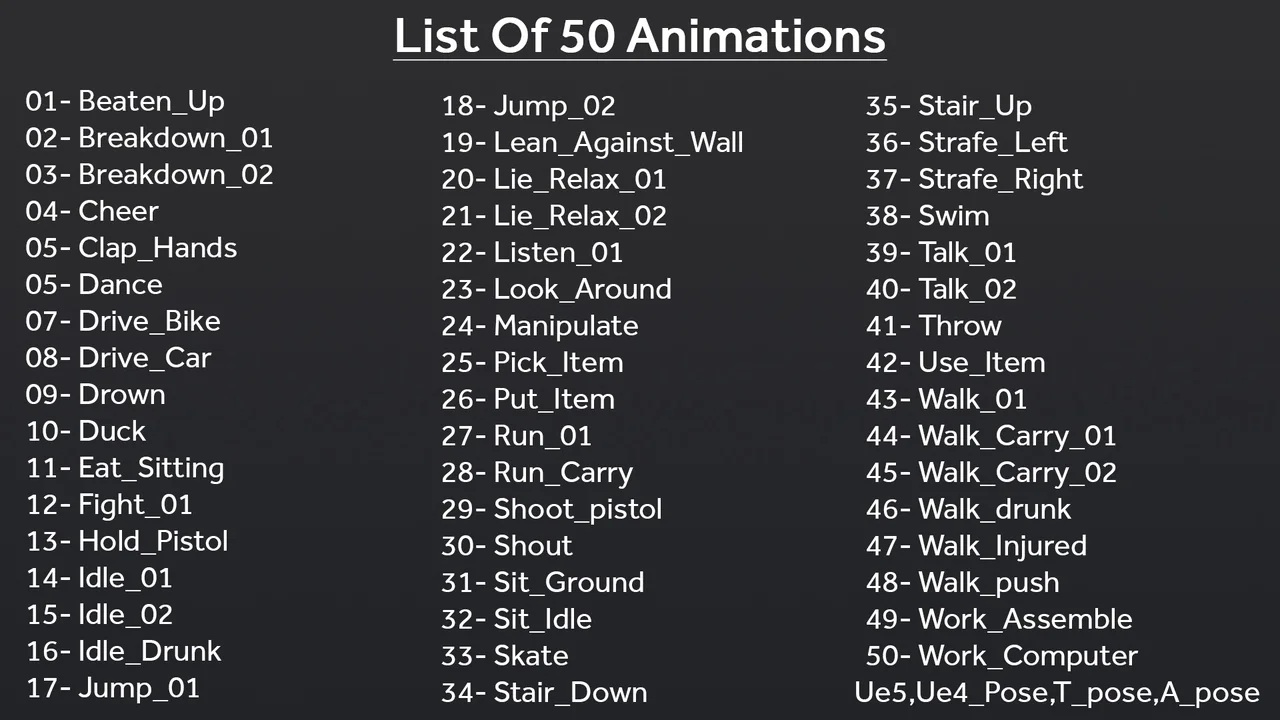 50 Female Animations