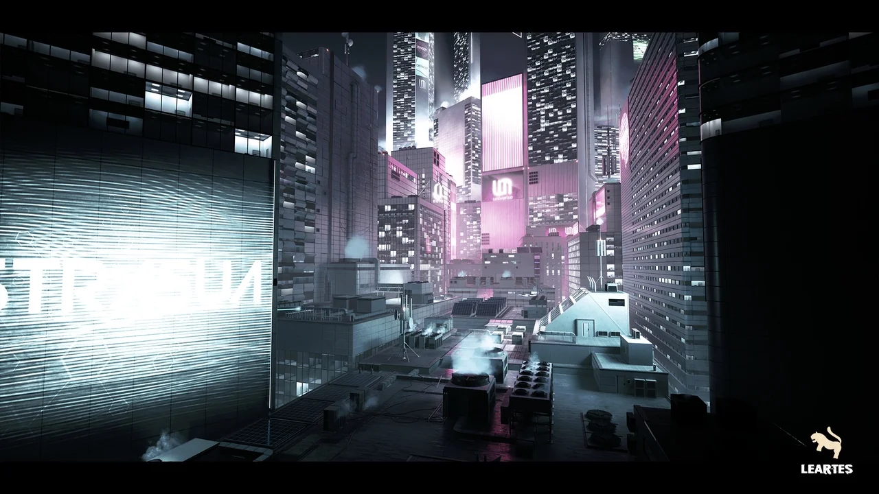 Futuristic Rooftop City Environment ( Futuristic Rooftop City Cyberpunk City )