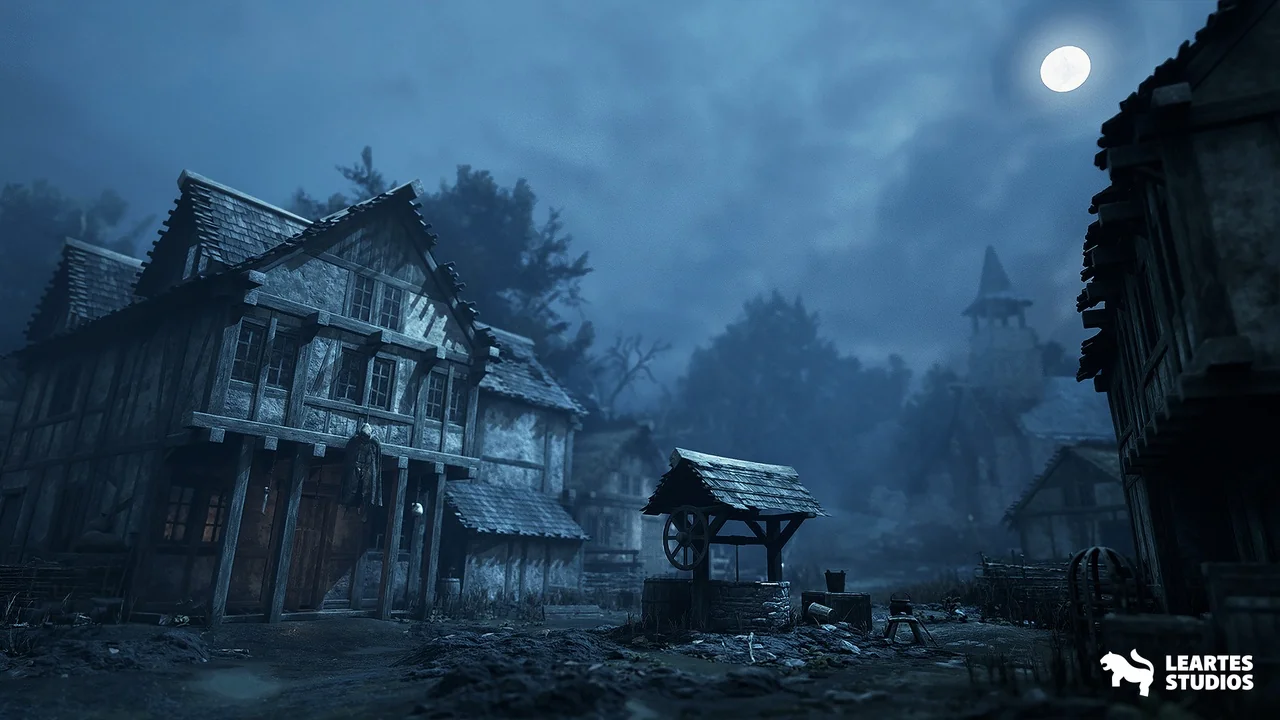 Demonic Village Environment ( Demonic Medieval Village Village Medieval 3D Art )