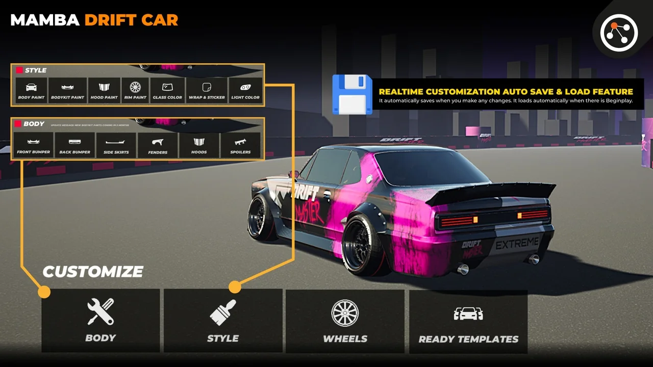 Drift Car Mamba - Drivable and customizable