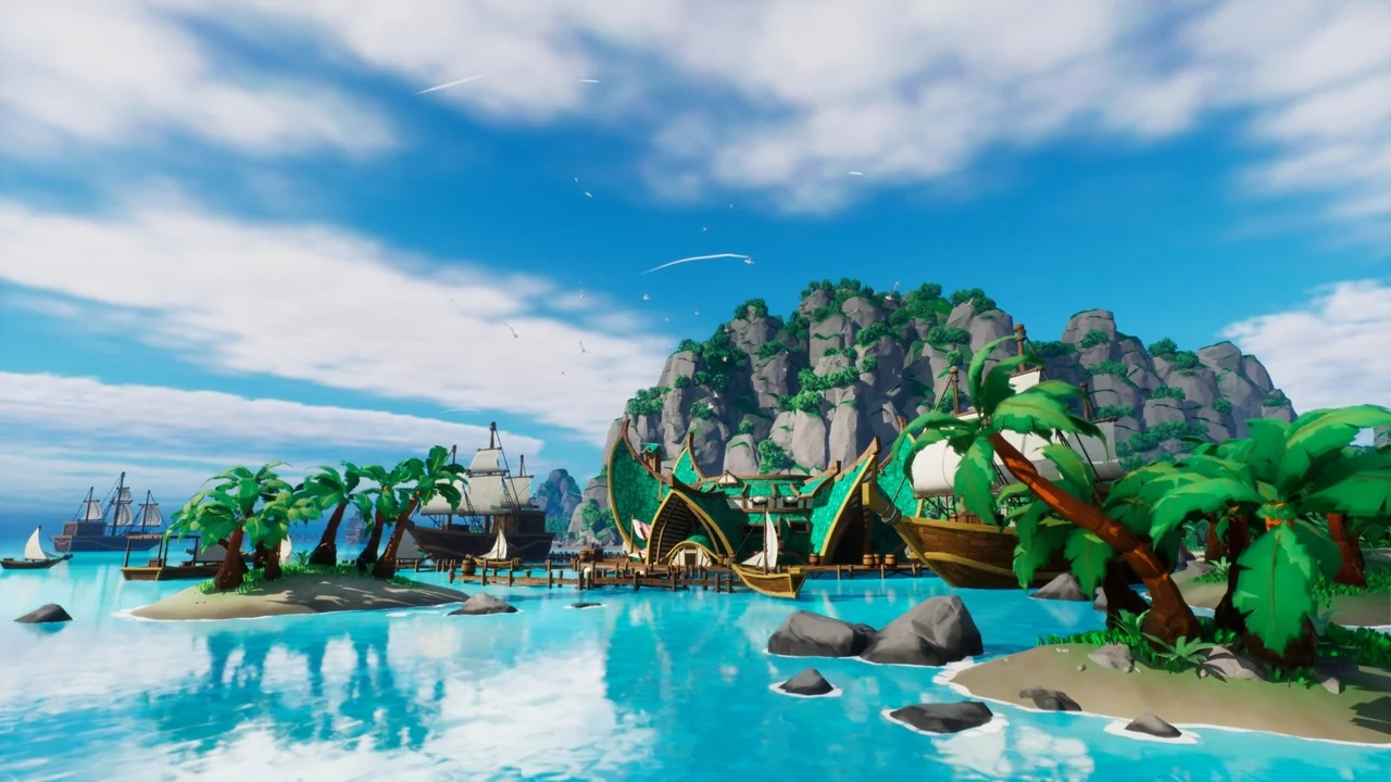 Stylized tropical beach environment
