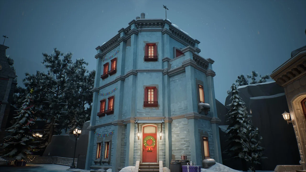 Stylized winter city environment