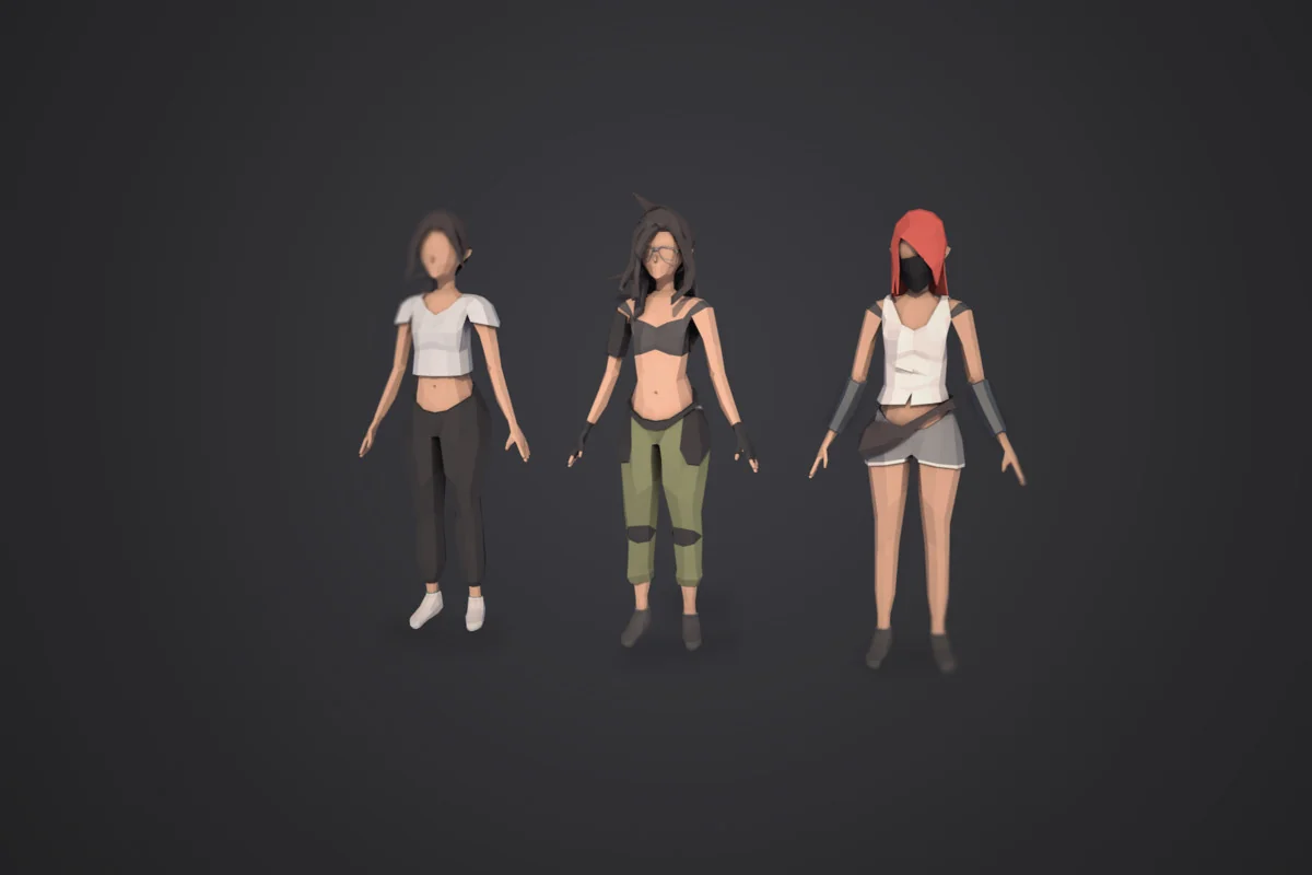 LOW POLY CHARACTERS CUSTOMIZABLE/MODULAR ( MALE AND FEMALE )