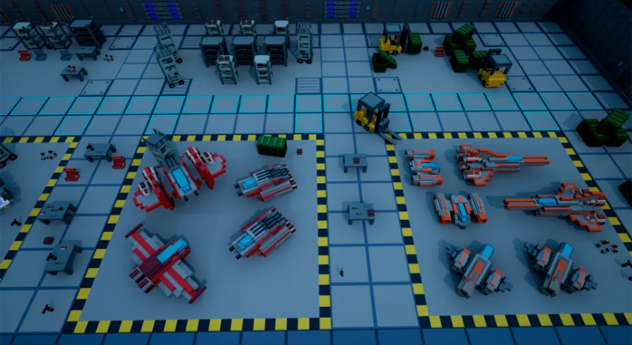 Spaceships, props and modular environment tiles (sci-fi, low poly, voxel)