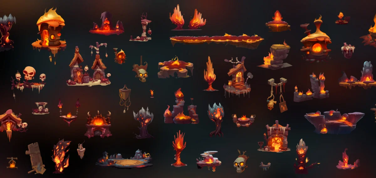 Animated 2d Hell Platformer Game Ready Environments Asset