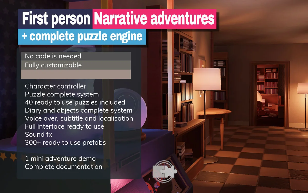 First person narrative adventures + complete puzzle engine