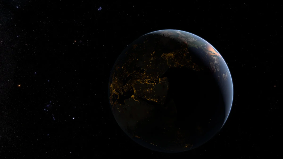 Planets Earth, Mars and the Moon