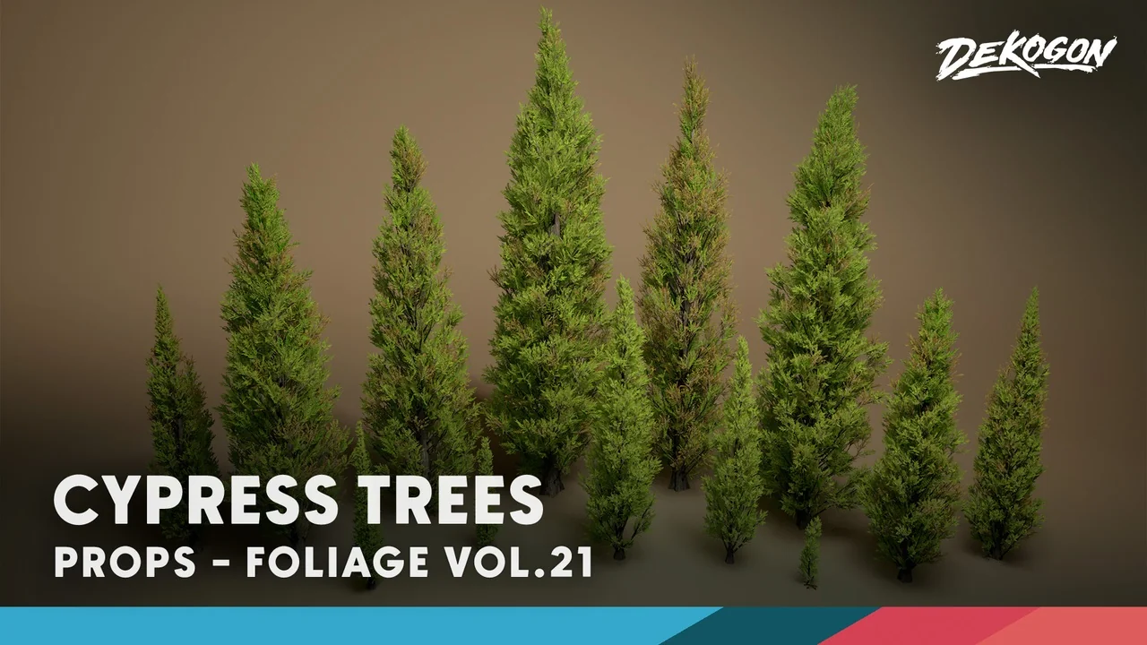 Foliage VOL.21 - Cypress Trees ( Low Poly)