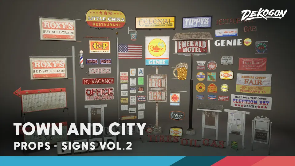 Signage VOL.2 - Town and City (Nanite and Low Poly)