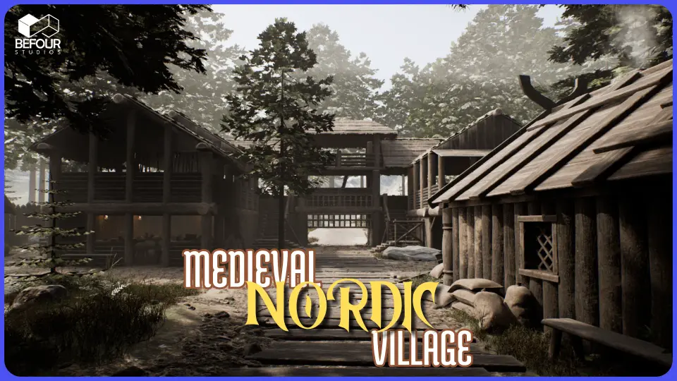 Medieval Nordic Village Environment (Medieval, Exterior, Interior, Modular, PBR)