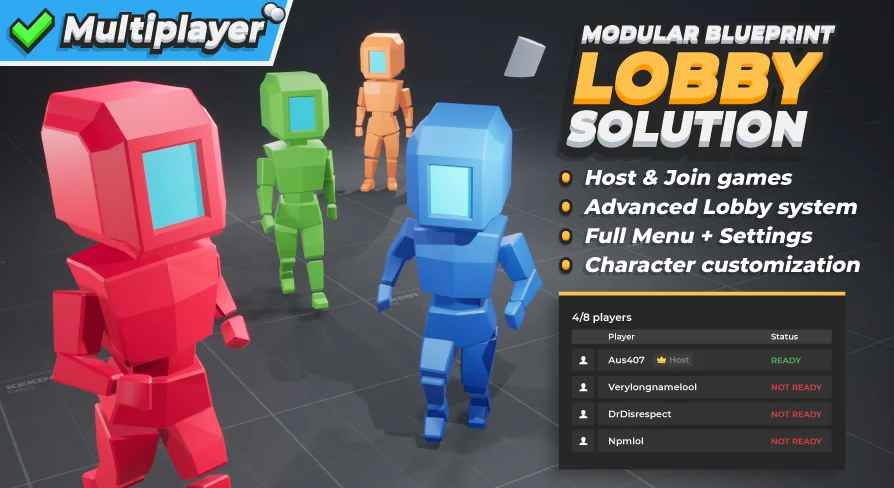 Multiplayer Blueprint Lobby Solution - Template - By Kekdot