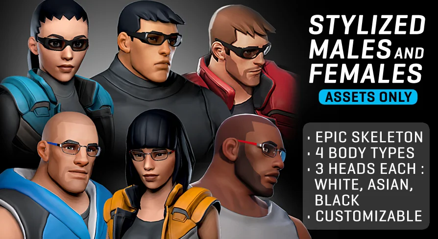 Stylized Male and Female characters (assets only)
