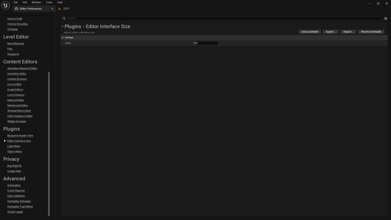 Editor Interface Size