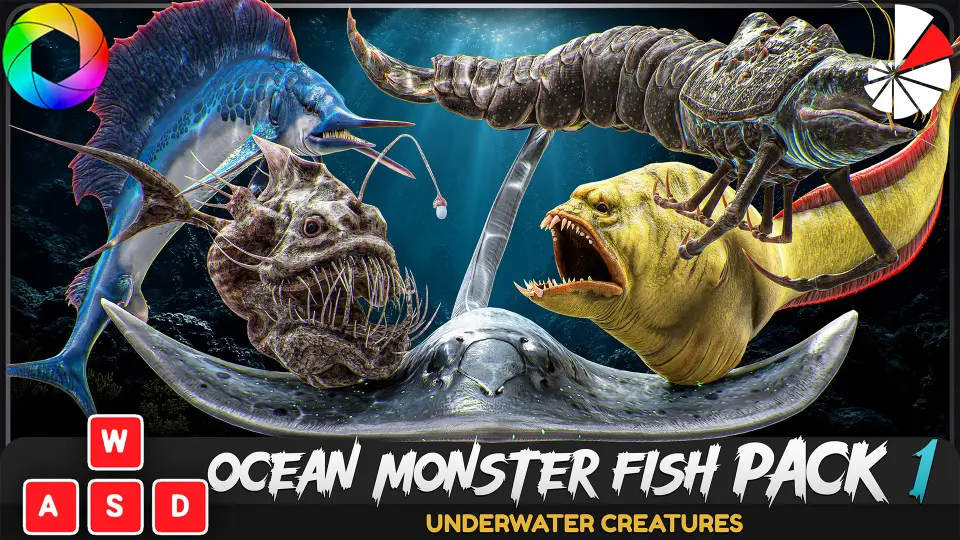 Ocean Monster Fish Pack - Part 1 - Fish low poly model - #0