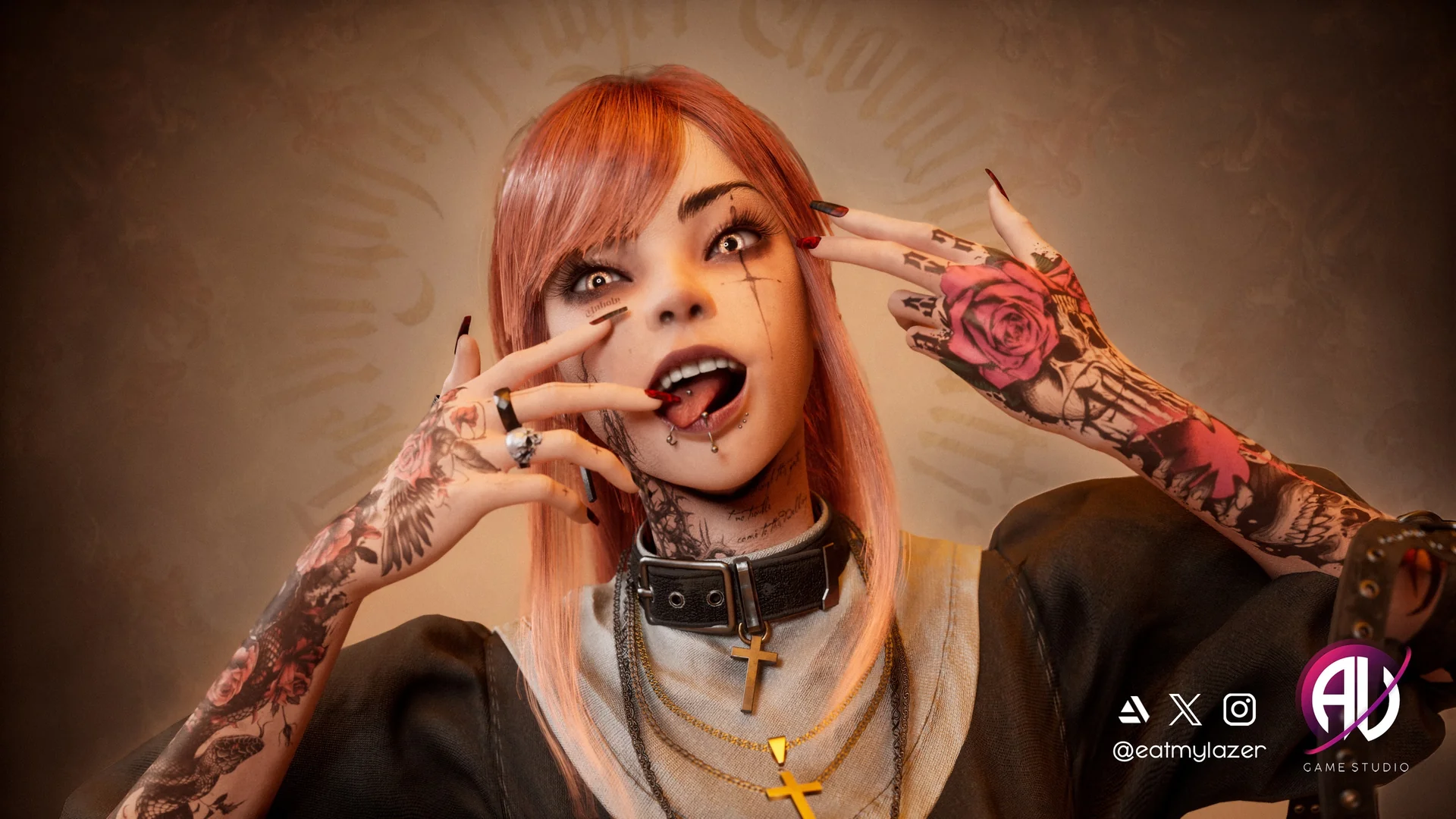 Cyberpunk Goth Nun - Raven