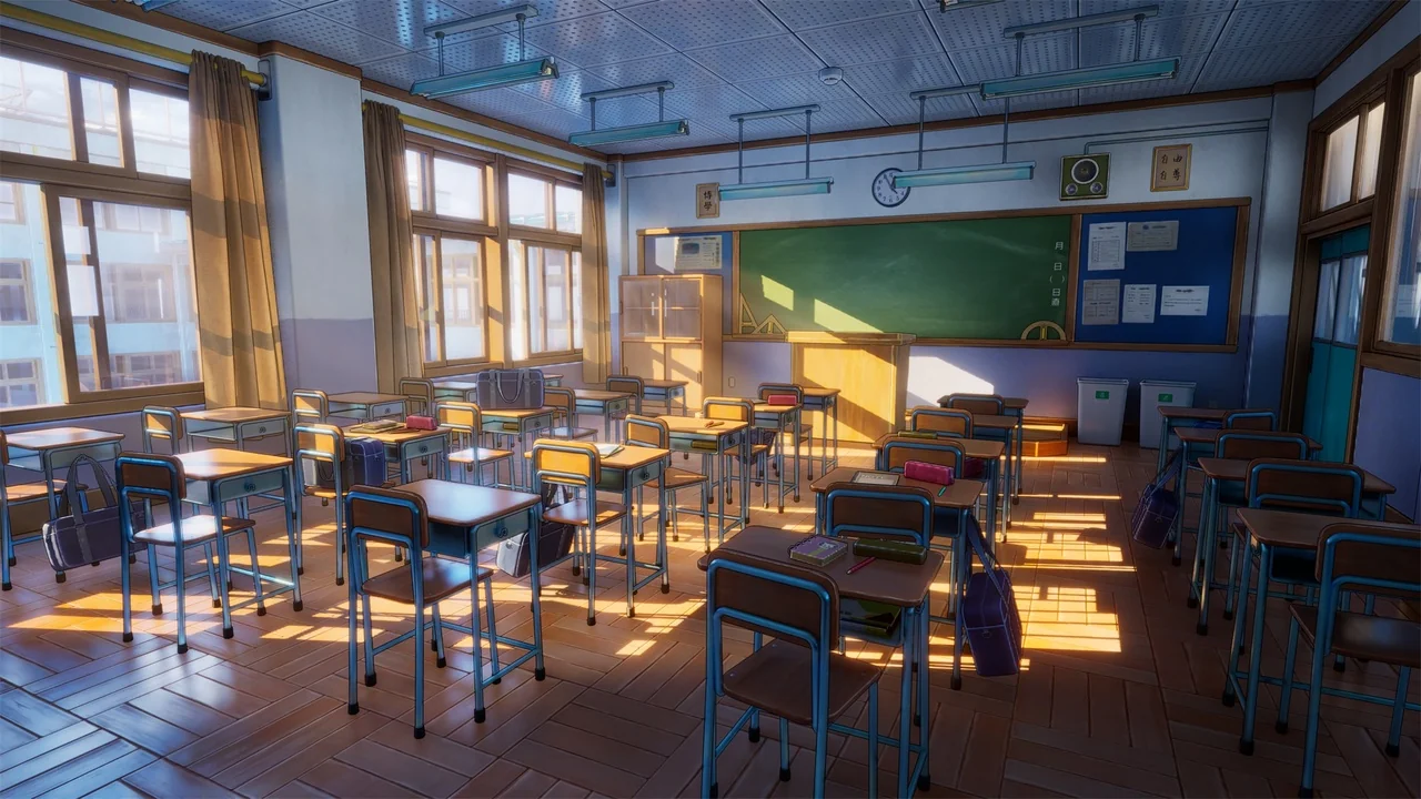 Cartoon anime Japanese school