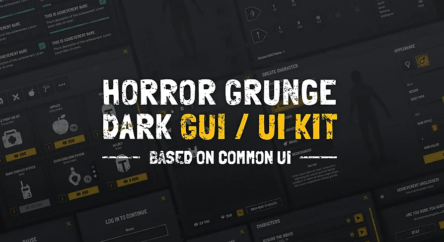 Grunge / Military / Horror Dark GUI / UI KIT (CommonUI) + psd/ai source files