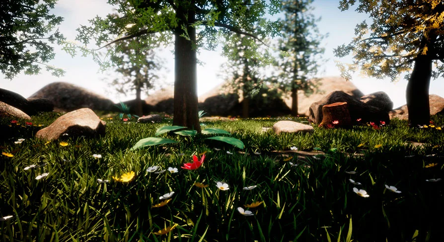 Forest pack. Easy landscape with plants and flowers