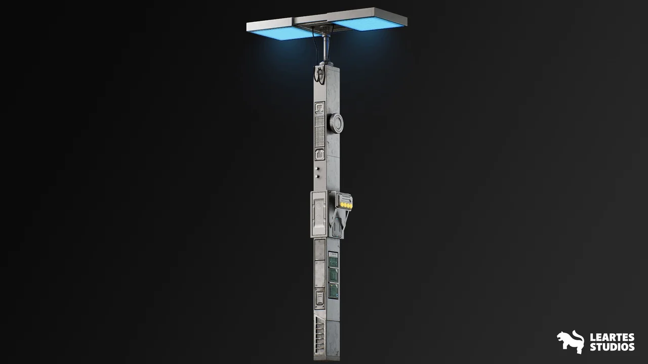 Cyberpunk Street Lights ( Cyberpunk Street Light Lamp Futuristic Fantasy 3D Art)
