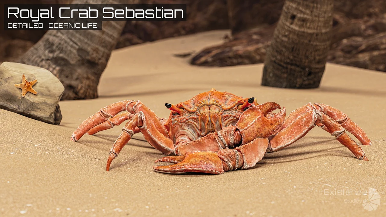 Royal Crab - King Sebastian - Rock Land Creature - Red Crustacean Monster- #18