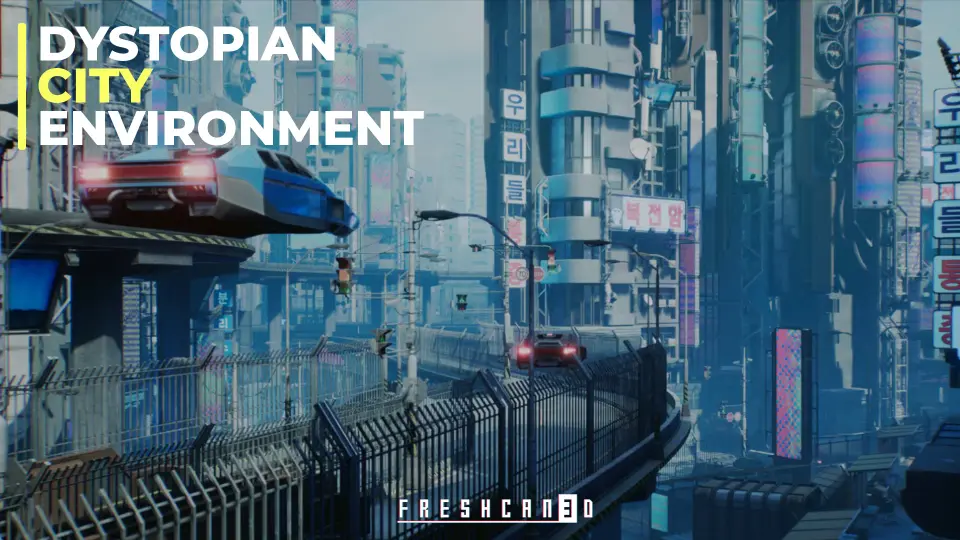 Dystopian City Environment (Cyberpunk, Cyberpunk City, Cyberpunk Buildings)