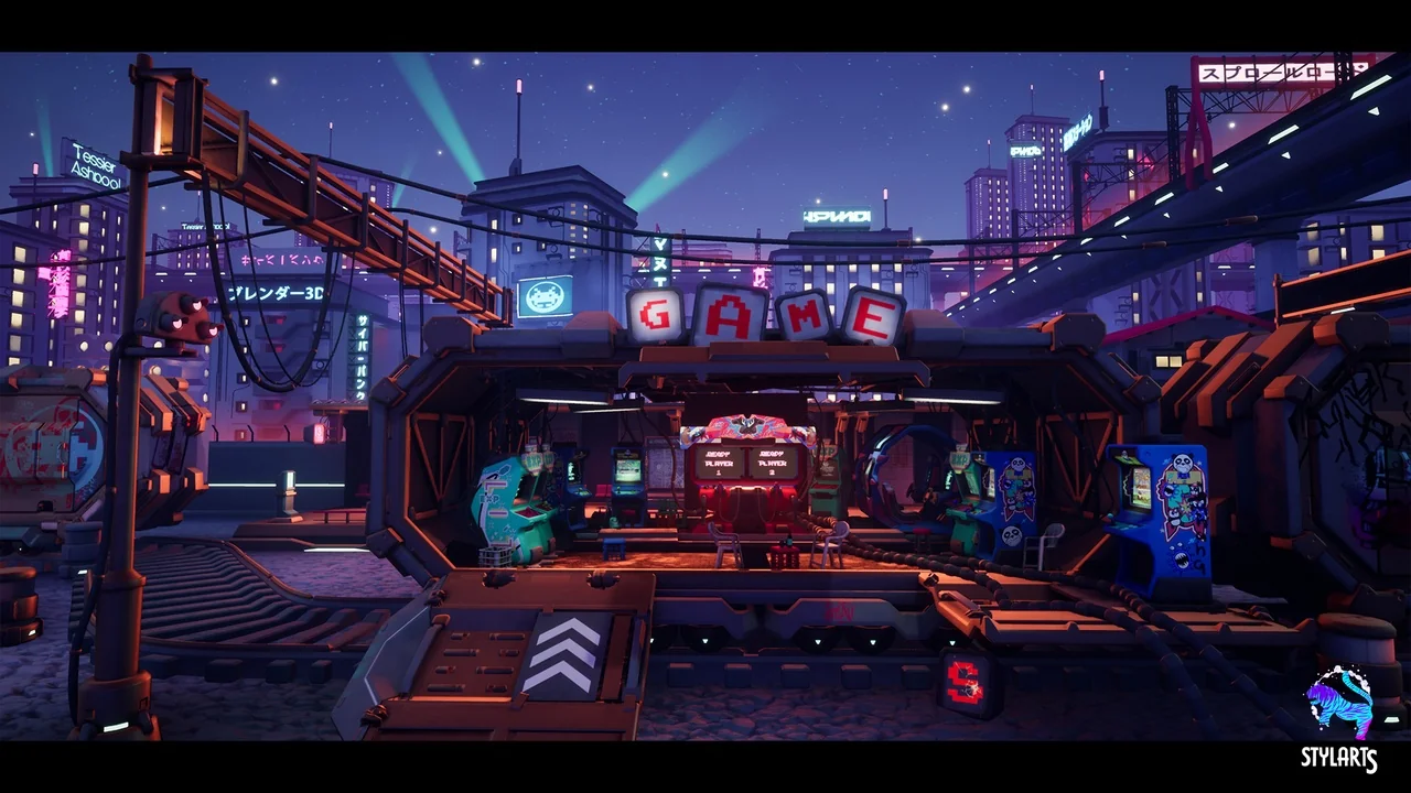 Stylized Cyberpunk Arcade Environment ( Stylized Cyberpunk Arcade Cyberpunk )