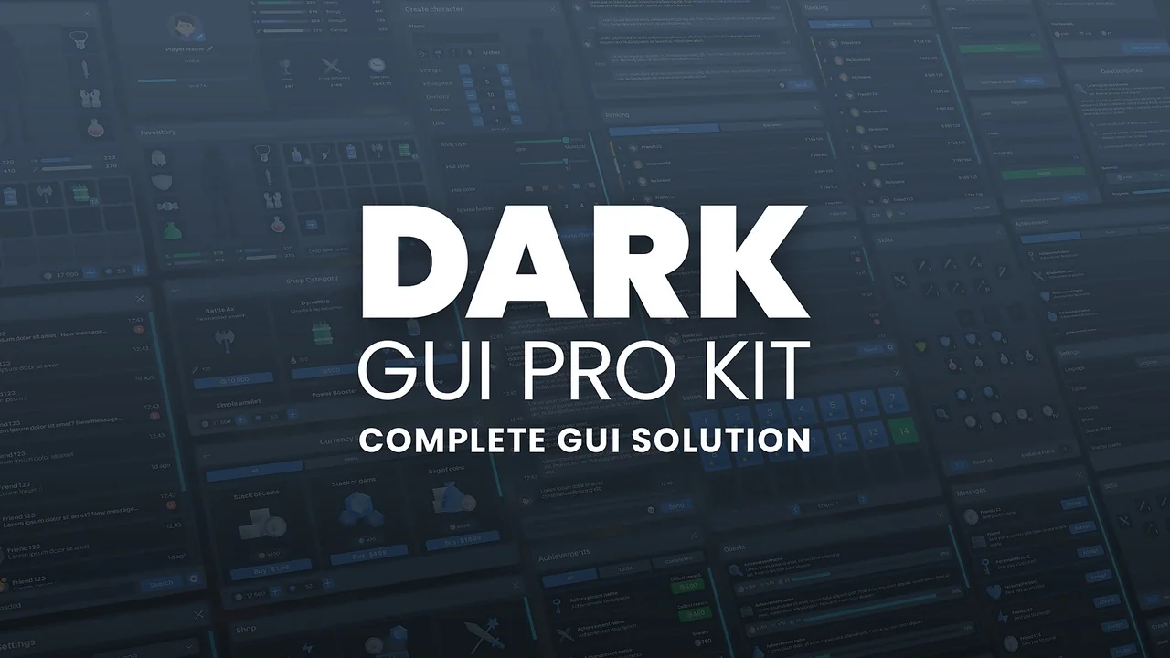 Dark GUI / UI / Main Menu Pro KIT - complete solution + psd sources