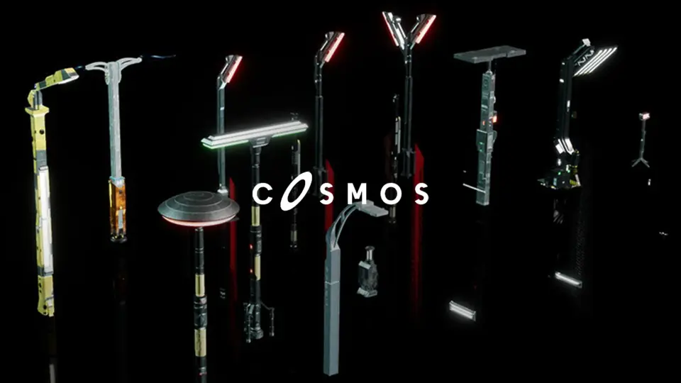 Cyberpunk Street Lights ( Cyberpunk Street Light Lamp Futuristic Fantasy 3D Art)
