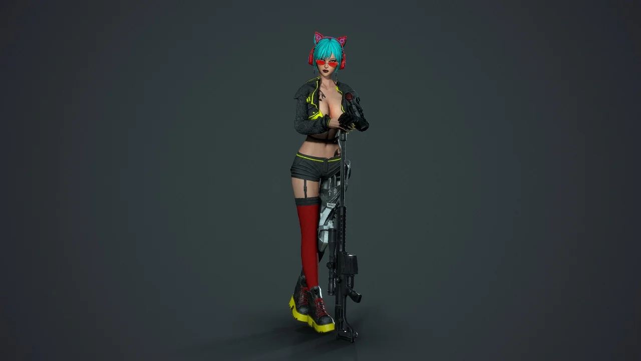 Cyberpunk Sniper Girl