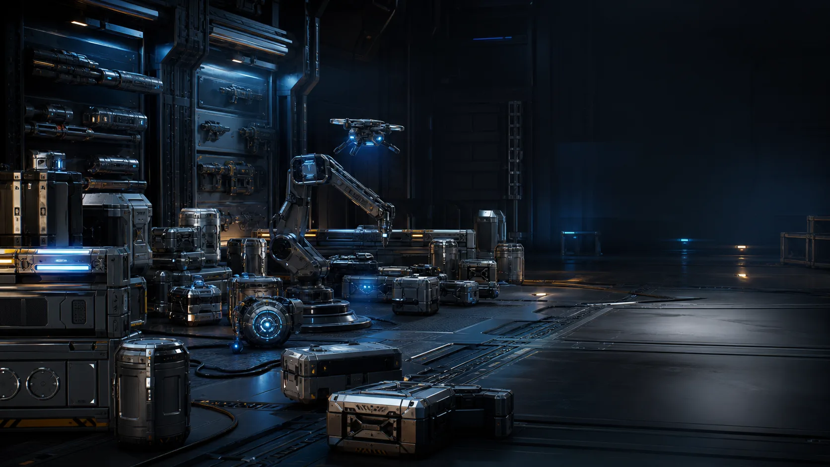 Sci-fi hard surface prop collection preview for game-ready assets