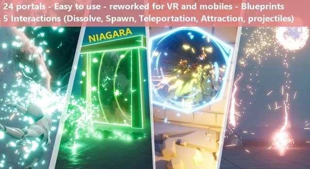 Portals VFX pack (+ interactions)<div class="post-tags single-post-tags"><span class="custom-tag">Engine Version: 4.26+,5.0+</span></div>