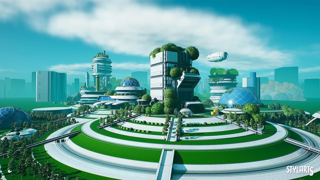 Stylized Solarpunk City ( Stylized Solar City Solarpunk City Solar 3D Stylised ) asset