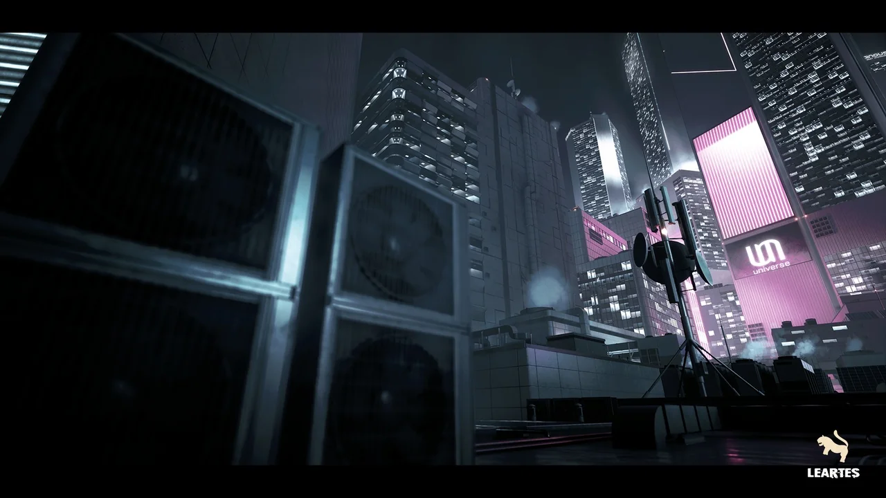 Futuristic Rooftop City Environment ( Futuristic Rooftop City Cyberpunk City ) asset