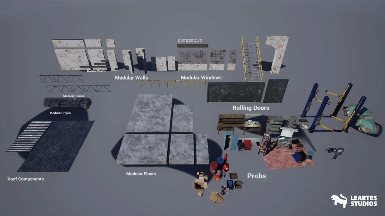 Garage Warehouse Environment ( Garage Warehouse Modular Garage Interior 3d ) asset