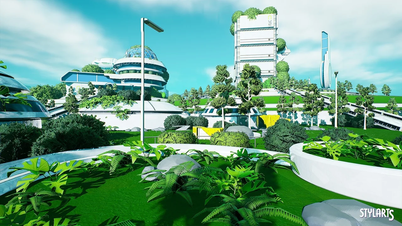 Stylized Solarpunk City ( Stylized Solar City Solarpunk City Solar 3D Stylised ) asset
